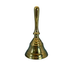 VTG Hand Held Bell Brass Gold 4" in Tiered Teachers Wedding Traditional India